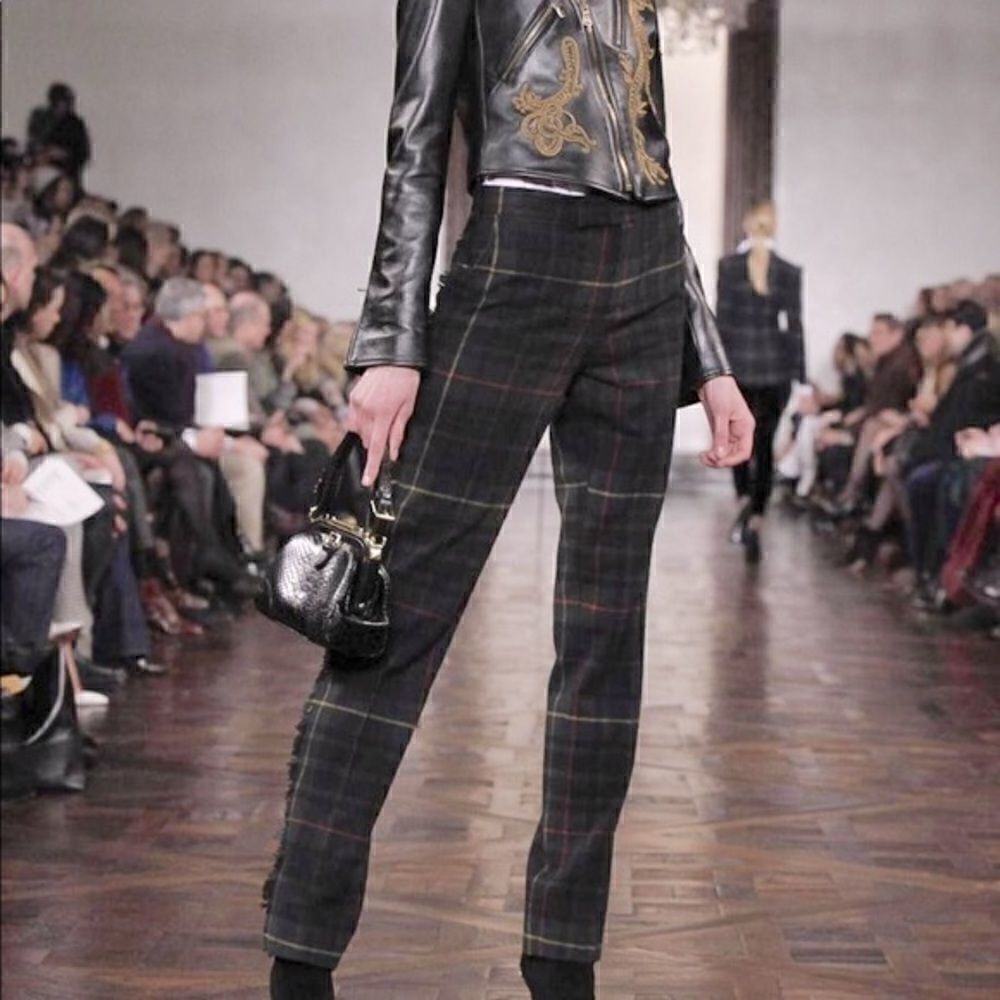 Ralph Lauren Fall ‘12 Green Plaid Fringe Trim Wool Trouser - Picture 6 of 16